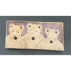 MOLLY WILLSON PERRY Handcrafted BEAR FAMILY Porcelain Ceramic Pin 2”